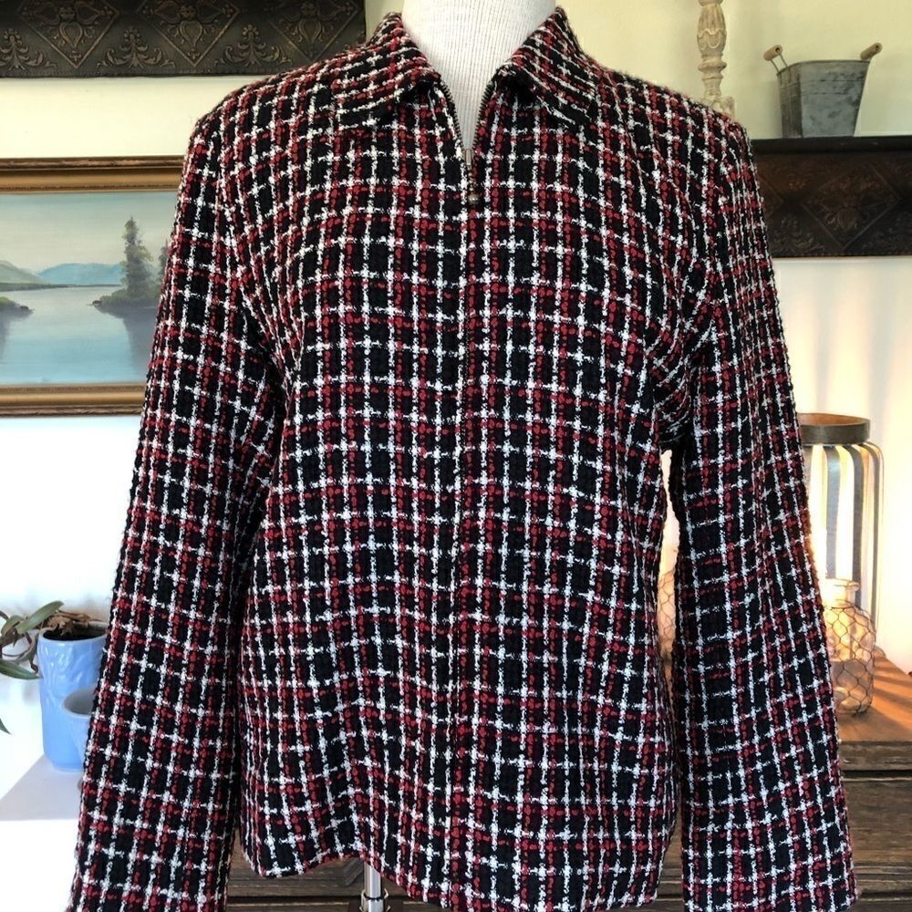 NWT Christoper Banks Full Zip Tweed Blazer Jacket Size M